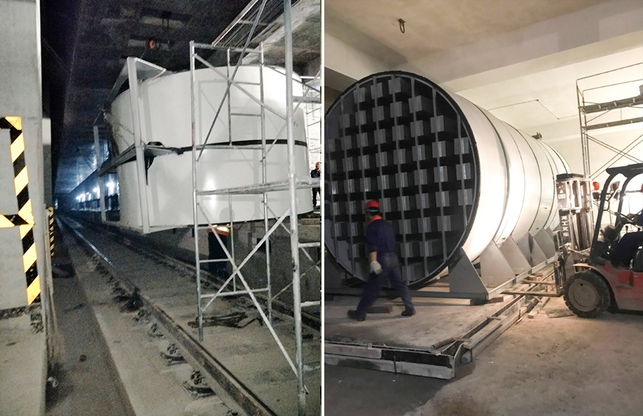 地铁十七号线空调制冷设备地下室搬运安装